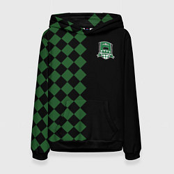 Толстовка-худи женская ФК Краснодар ромбики, цвет: 3D-черный
