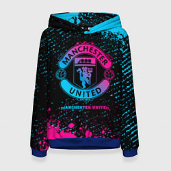 Толстовка-худи женская Manchester United - neon gradient, цвет: 3D-синий