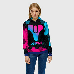 Толстовка-худи женская Destiny - neon gradient, цвет: 3D-синий — фото 2