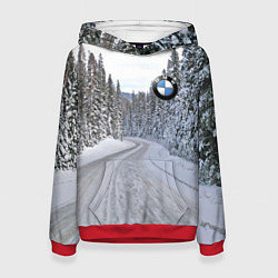 Женская толстовка BMW - зимняя дорога через лес