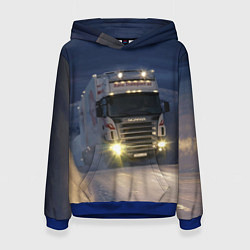 Толстовка-худи женская Для фуры Scania нет преград, цвет: 3D-синий