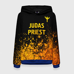 Толстовка-худи женская Judas Priest - gold gradient: символ сверху, цвет: 3D-синий