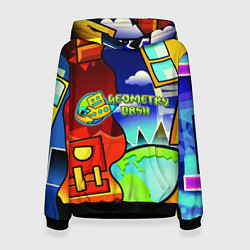 Толстовка-худи женская Geometry dash world, цвет: 3D-черный