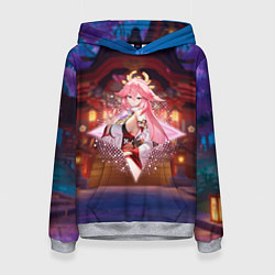 Толстовка-худи женская Яэ Мико в примогеме, цвет: 3D-меланж