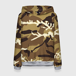 Толстовка-худи женская Камуфляж Woodland осень крупный, цвет: 3D-меланж