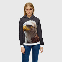 Толстовка-худи женская Орел на градиентном фоне, цвет: 3D-белый — фото 2