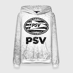 Толстовка-худи женская PSV с потертостями на светлом фоне, цвет: 3D-белый