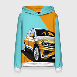 Толстовка-худи женская Фольксваген тигуан оранжевый, цвет: 3D-белый