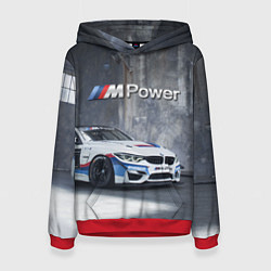 Толстовка-худи женская BMW M4 GT4 - racing team - motorsport, цвет: 3D-красный