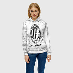 Толстовка-худи женская AC Milan с потертостями на светлом фоне, цвет: 3D-белый — фото 2