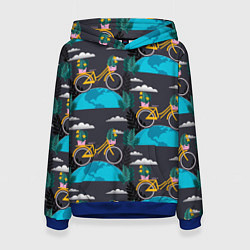 Толстовка-худи женская Велопрогулка, цвет: 3D-синий