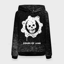 Толстовка-худи женская Gears of War с потертостями на темном фоне, цвет: 3D-черный
