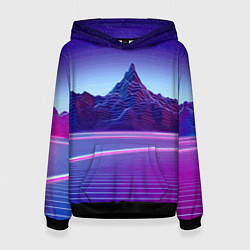 Толстовка-худи женская Neon mountains - Vaporwave, цвет: 3D-черный