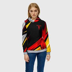 Толстовка-худи женская Тесла - Оранжевая спортивная, цвет: 3D-меланж — фото 2