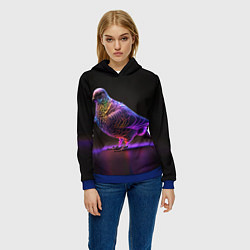 Толстовка-худи женская Неоновый голубь, цвет: 3D-синий — фото 2