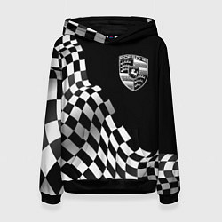 Толстовка-худи женская Porsche racing flag, цвет: 3D-черный