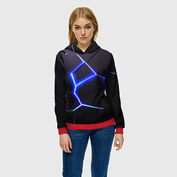Толстовка-худи женская Неоновый разлом плит, цвет: 3D-красный — фото 2