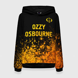 Толстовка-худи женская Ozzy Osbourne - gold gradient: символ сверху, цвет: 3D-черный