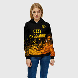 Толстовка-худи женская Ozzy Osbourne - gold gradient: символ сверху, цвет: 3D-черный — фото 2