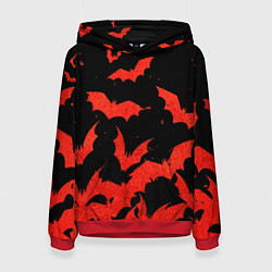 Толстовка-худи женская Летучие мыши красные, цвет: 3D-красный