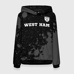 Толстовка-худи женская West Ham sport на темном фоне: символ сверху, цвет: 3D-черный