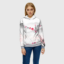Толстовка-худи женская Японский пейзаж, начало весны, цвет: 3D-меланж — фото 2
