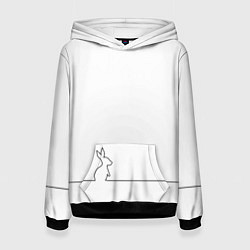 Толстовка-худи женская Кролик минимализм, цвет: 3D-черный