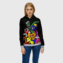 Толстовка-худи женская Персонажи из радужных друзей, цвет: 3D-меланж — фото 2