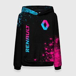 Толстовка-худи женская Renault - neon gradient: надпись, символ, цвет: 3D-черный