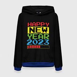 Толстовка-худи женская Новый год 2023 загрузка, цвет: 3D-синий