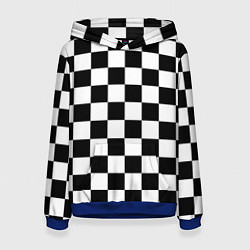 Толстовка-худи женская Шахматные клетки - текстура, цвет: 3D-синий