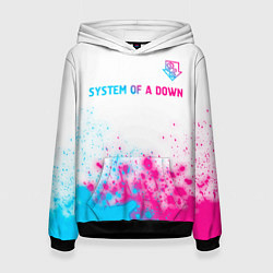Толстовка-худи женская System of a Down neon gradient style: символ сверх, цвет: 3D-черный