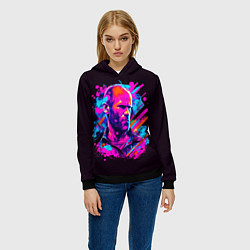 Толстовка-худи женская Jason Statham - pop art, цвет: 3D-черный — фото 2