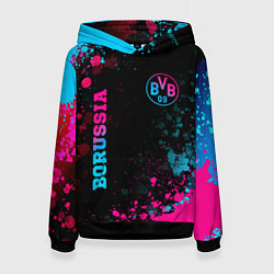 Толстовка-худи женская Borussia - neon gradient: надпись, символ, цвет: 3D-черный