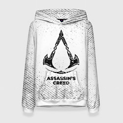 Толстовка-худи женская Assassins Creed с потертостями на светлом фоне, цвет: 3D-белый
