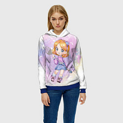 Толстовка-худи женская Девочка аниме, цвет: 3D-синий — фото 2