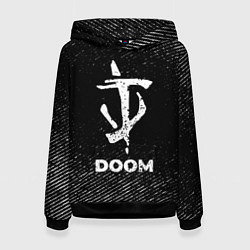 Толстовка-худи женская Doom с потертостями на темном фоне, цвет: 3D-черный