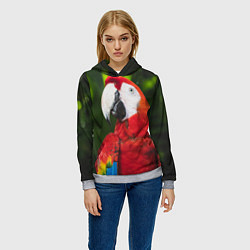 Толстовка-худи женская Красный попугай Ара, цвет: 3D-меланж — фото 2