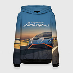 Толстовка-худи женская Lamborghini Huracan STO - car racing, цвет: 3D-черный