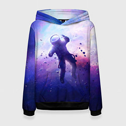Толстовка-худи женская Космонавт в безвоздушном пространстве, цвет: 3D-черный