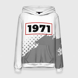 Толстовка-худи женская 1971 - в красной рамке на светлом, цвет: 3D-белый