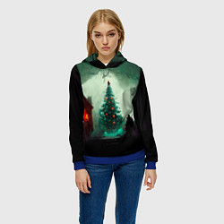 Толстовка-худи женская Тёмное рождество, цвет: 3D-синий — фото 2