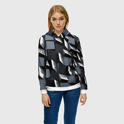 Толстовка-худи женская Выпирающие кубы - металлическая броня, цвет: 3D-белый — фото 2