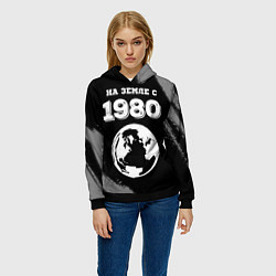 Толстовка-худи женская На Земле с 1980: краска на темном, цвет: 3D-черный — фото 2