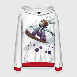 Толстовка-худи женская Кролик Сноубордист, цвет: 3D-красный