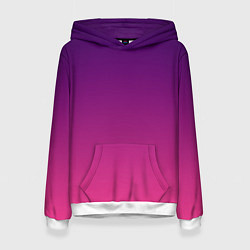 Толстовка-худи женская Фиолетово малиновый градиент, цвет: 3D-белый