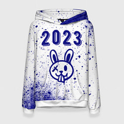 Толстовка-худи женская 2023 Кролик в стиле граффити на светлом, цвет: 3D-белый