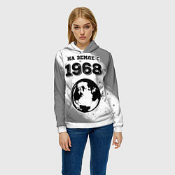 Толстовка-худи женская На Земле с 1968: краска на светлом, цвет: 3D-белый — фото 2