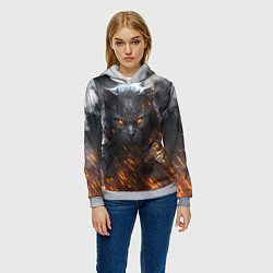 Толстовка-худи женская Воинственный кот, цвет: 3D-меланж — фото 2