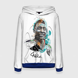 Толстовка-худи женская Пеле бразильский футболист, цвет: 3D-синий